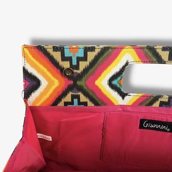 Giannini Multicolor Aztec Design Envelope Clutch Handbag‎ Purse Colorful NWOT - Picture 4 of 6